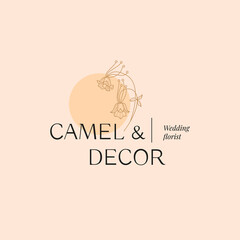 Abstract Flowers Vector Signs or Logo Templates. Retro Floral Illustration with Classy Typography. Feminine Logo. Modern Logo Template for florist, photographer, fashion blogger, design studio.