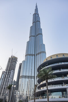 Dubai Burj Khalifa - tallest skyscraper in the world (828,84 m) and Dubai main attraction. DUBAI, United Arab Emirates. December 30, 2020.