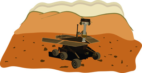 Vector Illustration of Mars, Exploration Rover Opportunity