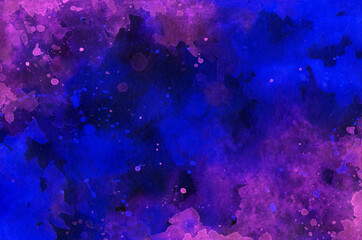 Obraz na płótnie Canvas Hand made watercolor abstract background. Bright and dark blue, purple and pink colors illustration