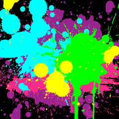 multicolored watercolor abstraction, paint divorces on white paper, abstract neon spots on a white background, iridescent colors, square image, free space