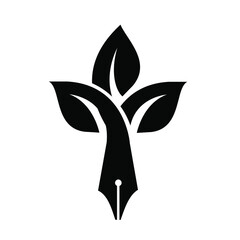 leaf pen logo concept eco write vector symbol icon logotype illustration design template