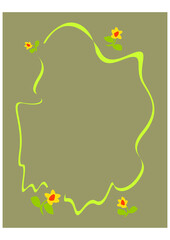 Frame like ribbon with flower motif