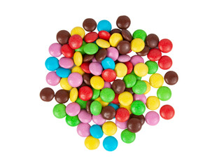 chocolate dragee in multicolor glaze isolated on the white background