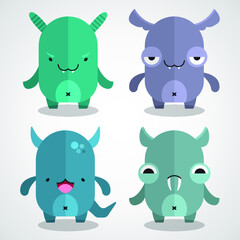 Cute little monsters, vector illustration - 409009936