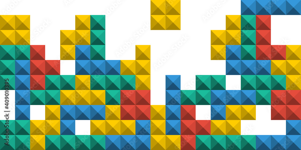 Poster game tetris pixel bricks. game tetris colorful background. vector illustration