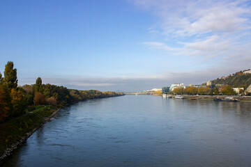 Fototapeta na wymiar beautiful panoramic view of the Danube river with the banks