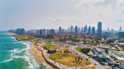 Naklejka na ściany i meble Tel Aviv Cityscape - Aerial View
