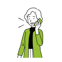 Illustration of a senior calling on a smartphone.