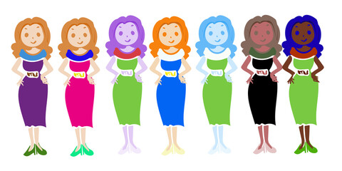 Colorful office ladies set