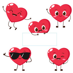 Cartoon red heart character with funny face