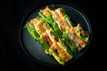 Meat and Vegetable Skewers which is called Sanjeok in Korea