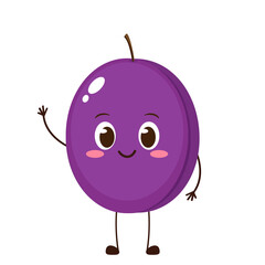 Cute happy purple plum character