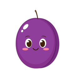Fototapeta premium Cute happy purple plum character