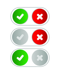 tick and cross icon on white background	