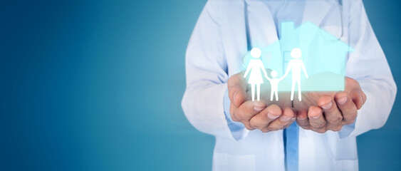 Family care and protection insurance concept