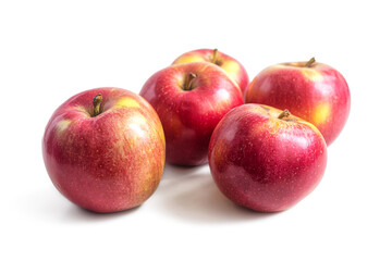 Fototapeta na wymiar Ripe red-yellow apples on a light background