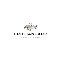 crucian carp fish logo emblem label seafood vector icon