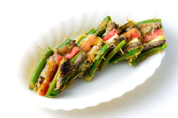 Meat and Vegetable Skewers which is called Sanjeok in Korea