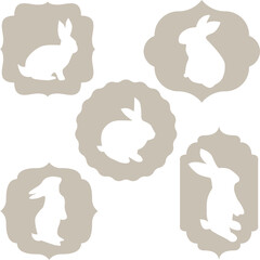 Set of Cute rabbit silhoutte, vector illustration.