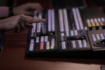 Video mixing panel in a television studio