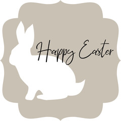 Happy Easter card. Cute rabbit silhoutte, vector illustration.