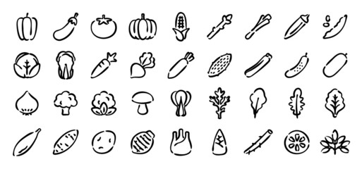 Vegetable Icon Set (Hand-drawn line version)