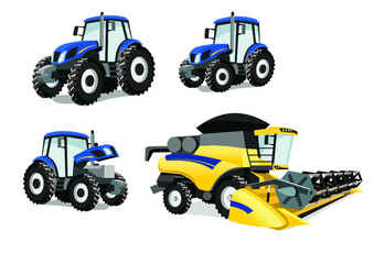 Fototapeta na wymiar Tractor and combine harvester