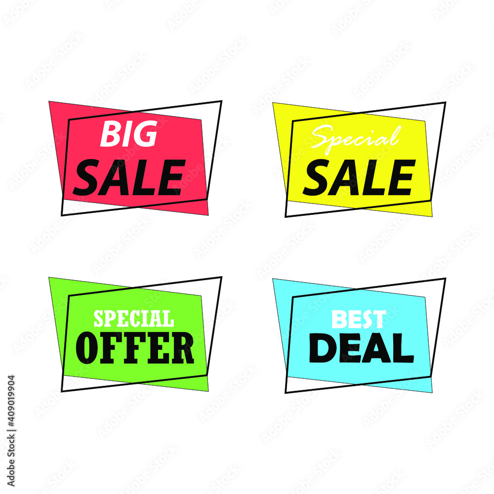 Aufkleber sales design in a flat, isolated and trendy style. sales design background for your website design l