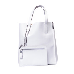 White women's handbag with a chain..