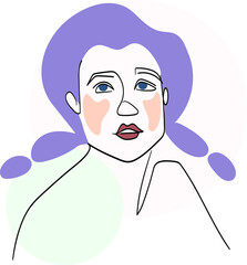 Female abstract outlined vector illustration.