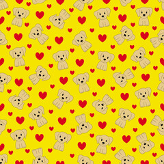 Fototapeta na wymiar Seamless pattern with cute cartoon dog. Vector illustration. 