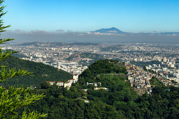 City of Rio de Janeiro, view of the slum, Maracana stadium, and city.