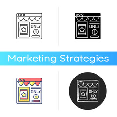 Naklejka na ściany i meble Scarcity marketing icon. Marketing model that capitalises on a customers fear of missing out on some products. Linear black and RGB color styles. Isolated vector illustrations