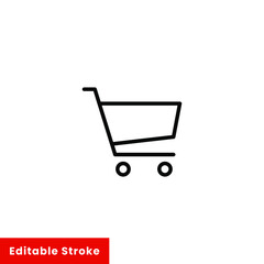Shopping cart icon. Simple line style for web template and app. Shop, basket, bag, store, online, purchase, buy, retail, vector illustration design on white background. Editable stroke EPS 10