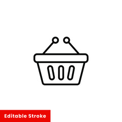 Shopping basket icon. Simple line style for web template and app. Shop, cart, bag, store, online, purchase, buy, retail, vector illustration design on white background. Editable stroke EPS 10