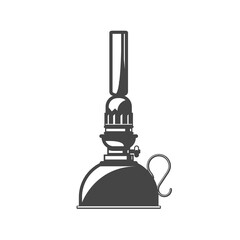 Silhouette of vintage oil lantern, oil or kerosene camping lamp, vector