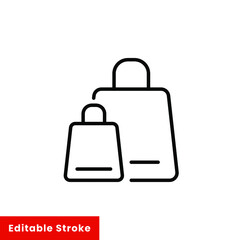 Shopping bag icon. Simple line style for web template and app. Shop, basket, cart, store, online, purchase, buy, retail, vector illustration design on white background. Editable stroke EPS 10