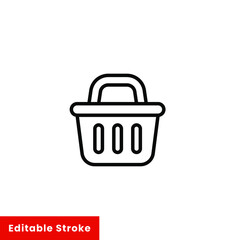 Shopping basket icon. Simple line style for web template and app. Shop, cart, bag, store, online, purchase, buy, retail, vector illustration design on white background. Editable stroke EPS 10