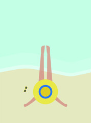 woman sunbathing on beach with pamela hat