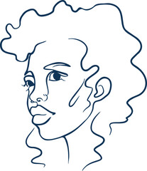 Portrait of a single line Female portrait vector Beautiful Girl Fashion Illustration