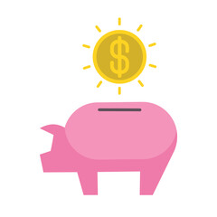 Piggy bank. Saving money conseption. Flat vector isolation.