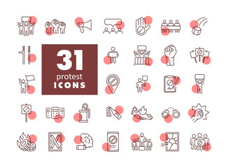 Protest, strike, revolution set vector icons