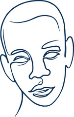 Portrait of a Single Line Male Portrait Vector Handsome Guy Fashion Illustration