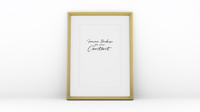 wooden frame on a white wall with space for your content