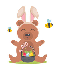 Bear with Easter bunny ears on head