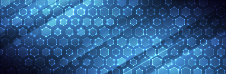 Obraz na płótnie Canvas Blue technology background. Modern Hexagon pattern. Futuristic vector illustration