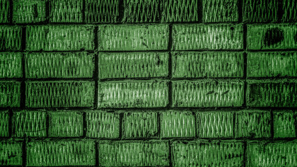 Grunge green brick wall background. Grunge brick wall.