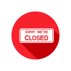 Closed sign circle icon on white background.