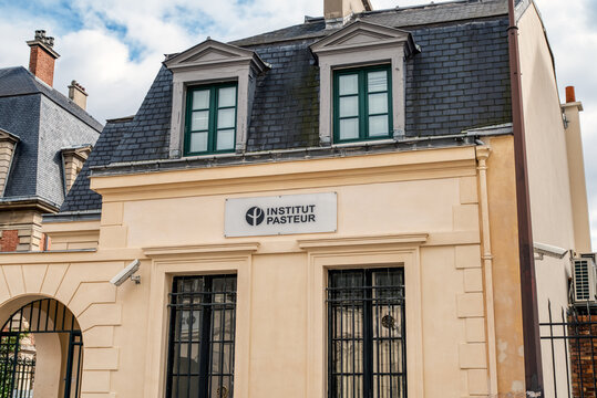 Paris, France - March 11 2020: Entrance of Old building facade of the Pasteur institute in Paris